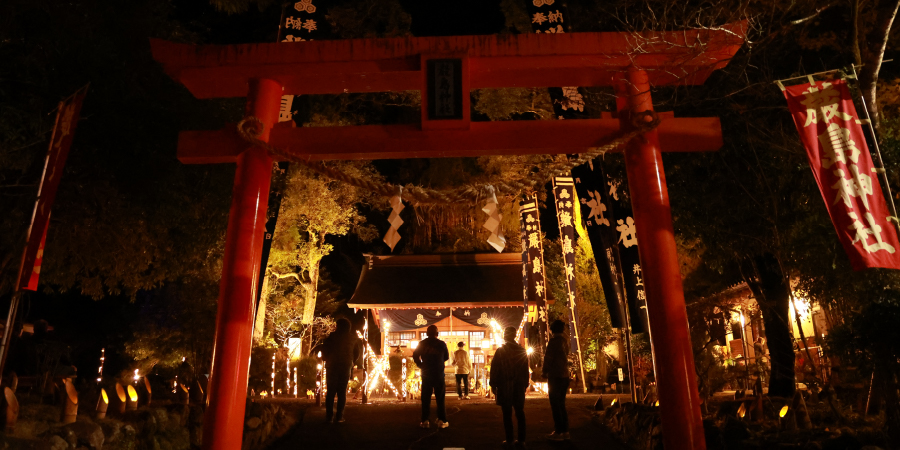 厳島神社 竹灯籠展示