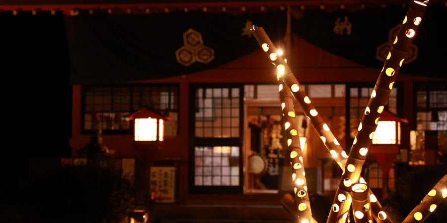 厳島神社 竹灯籠展示