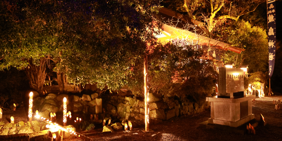 厳島神社 竹灯籠展示